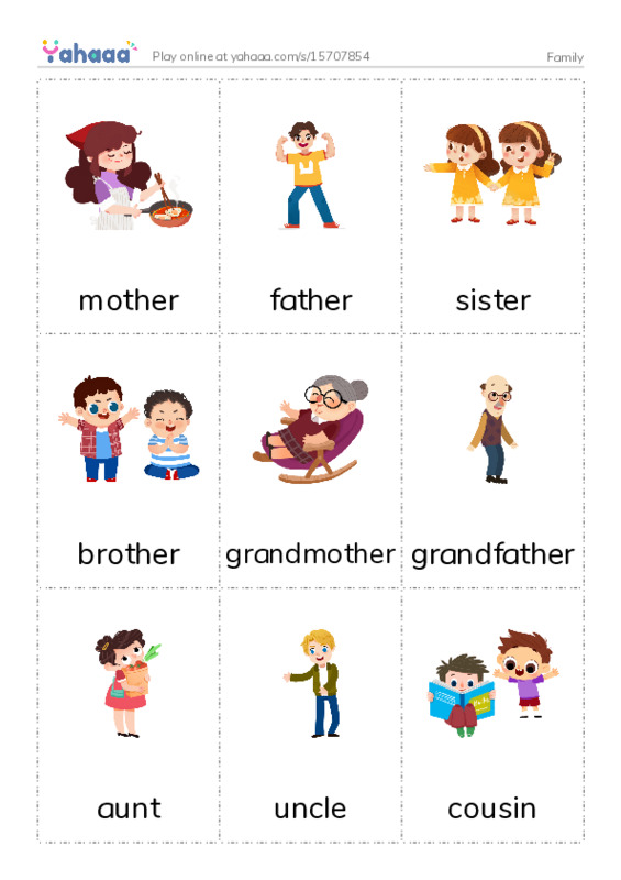Picture flashcards worksheet for Family