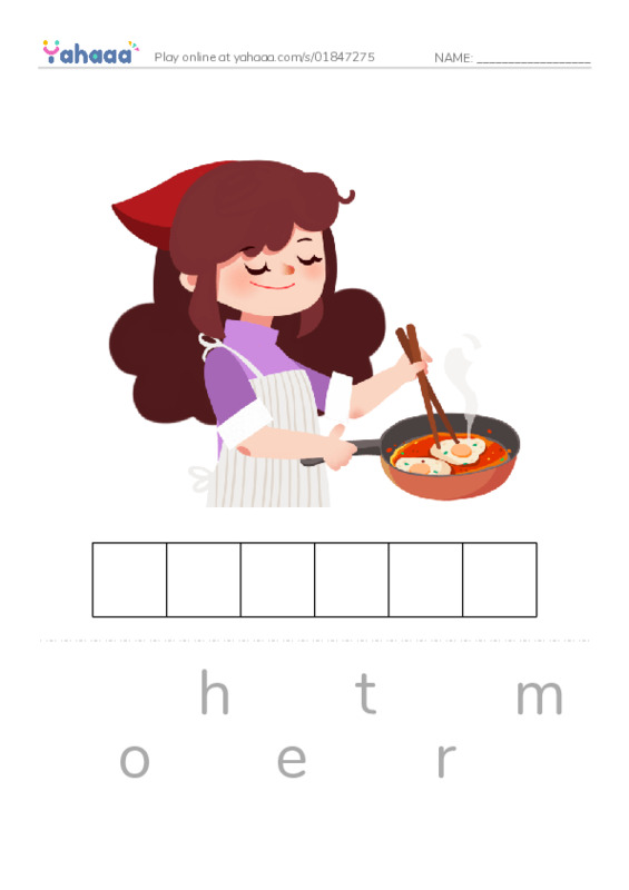 Letter scramble puzzle worksheet for Family
