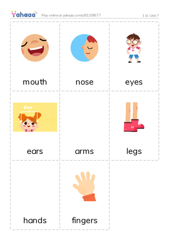 Picture flashcards worksheet for 1 kl. Unit 7