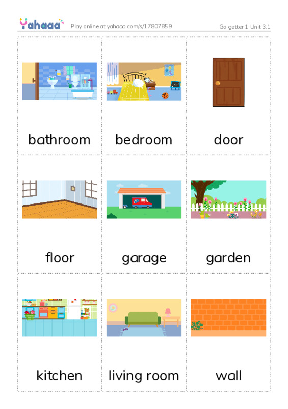 Picture flashcards worksheet for Go getter 1 Unit 3.1