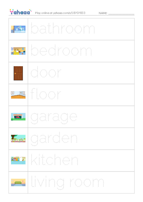 Picture and word rows worksheet for Go getter 1 Unit 3.1