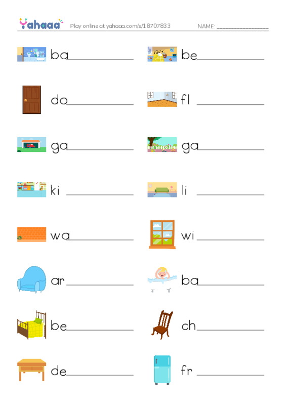 Write the word rows worksheet for Go getter 1 Unit 3.1