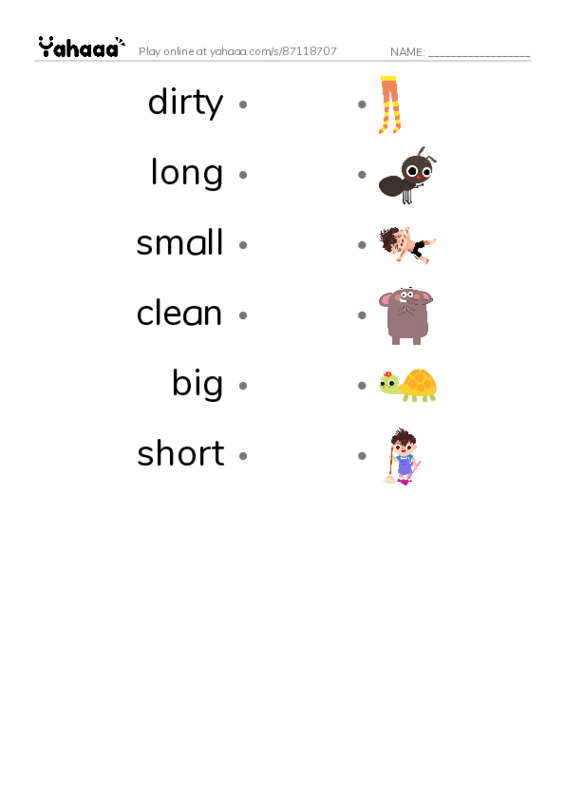 Draw a line to match worksheet for Kid's box 1 Unit 5 (Adjectives)
