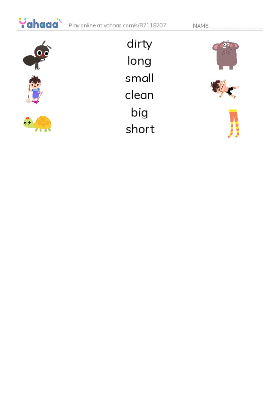 Match both sides worksheet for Kid's box 1 Unit 5 (Adjectives)