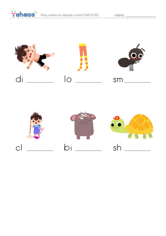 Finish the word worksheet for Kid's box 1 Unit 5 (Adjectives)