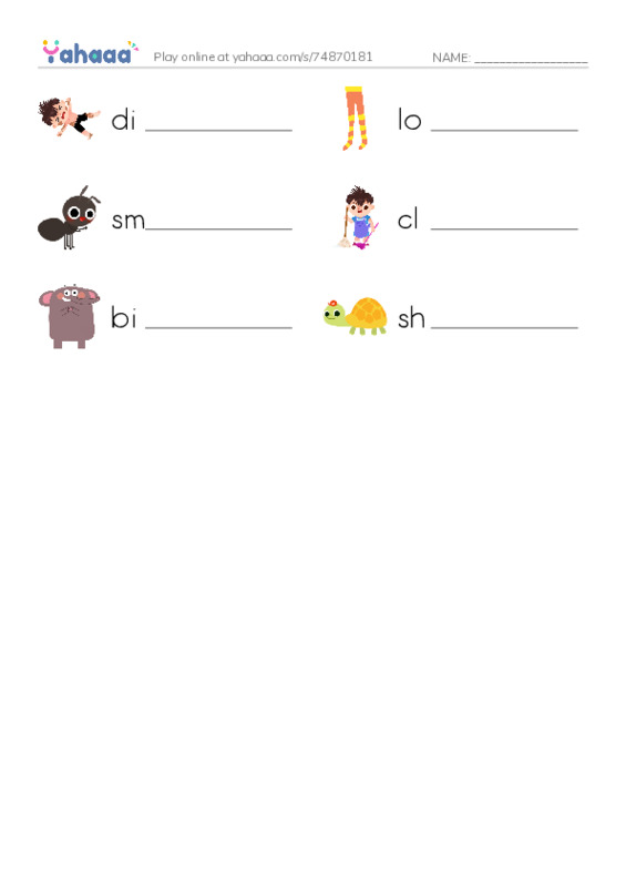 Write the word rows worksheet for Kid's box 1 Unit 5 (Adjectives)