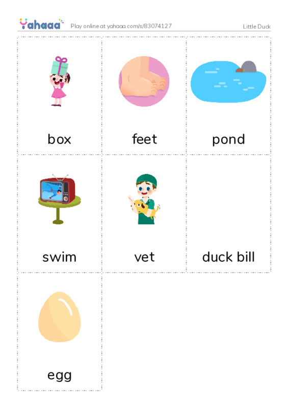 Picture flashcards worksheet for Little Duck