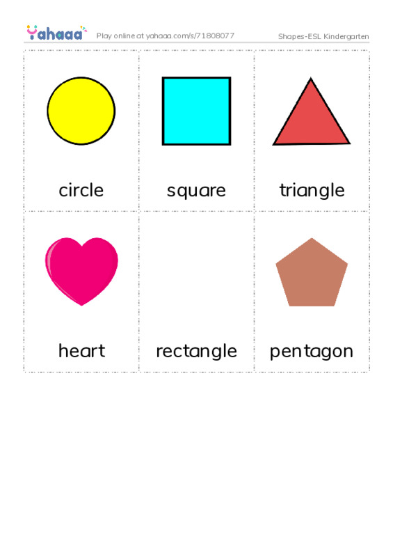 Picture flashcards worksheet for Shapes-ESL Kindergarten