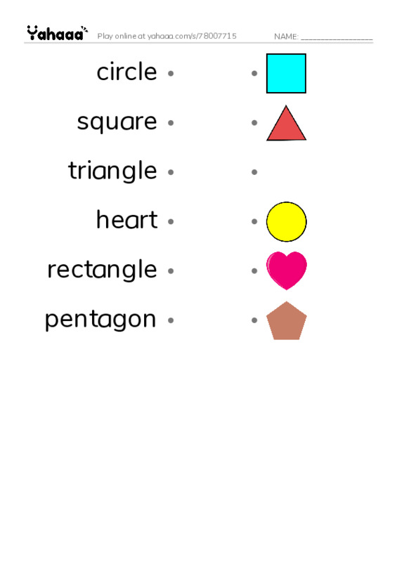 Draw a line to match worksheet for Shapes-ESL Kindergarten