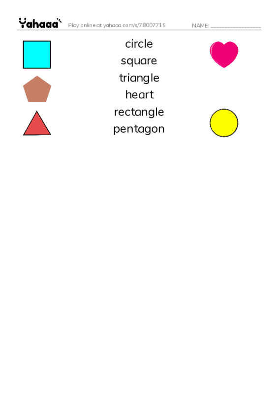 Match both sides worksheet for Shapes-ESL Kindergarten