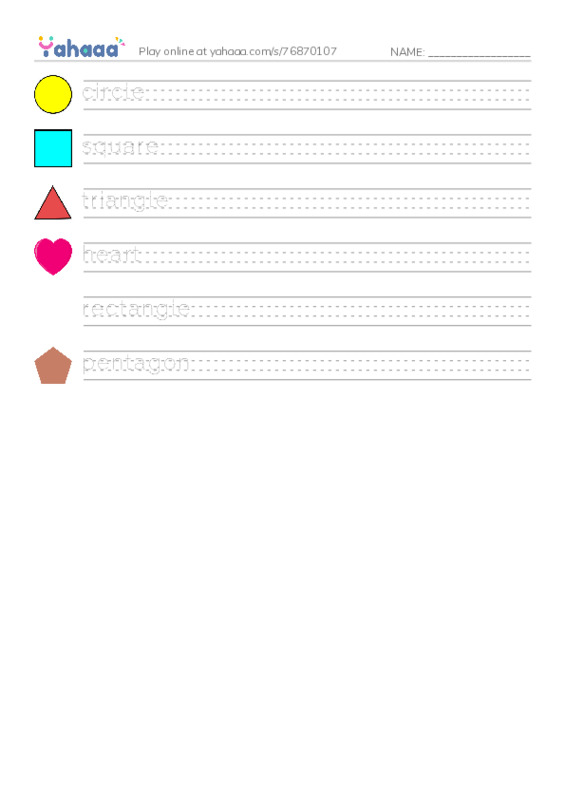 Handwriting lines worksheet for Shapes-ESL Kindergarten