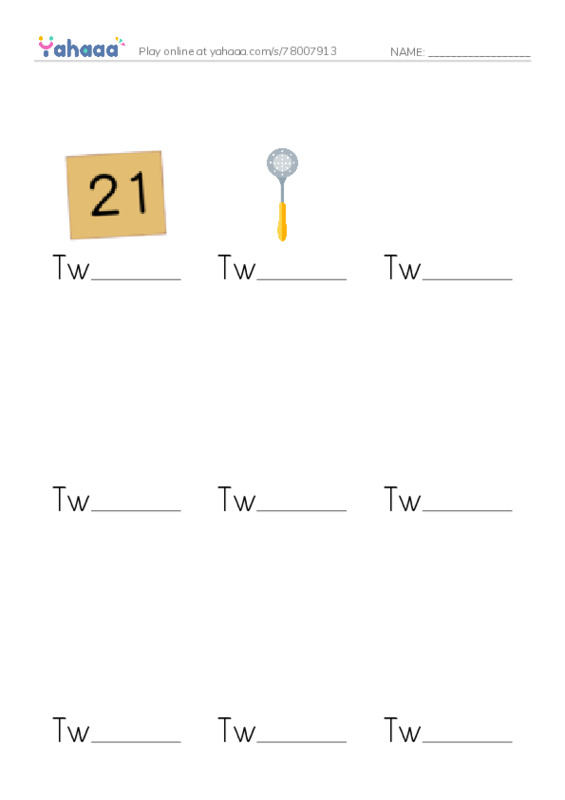 Finish the word worksheet for BG. Numbers 21-40