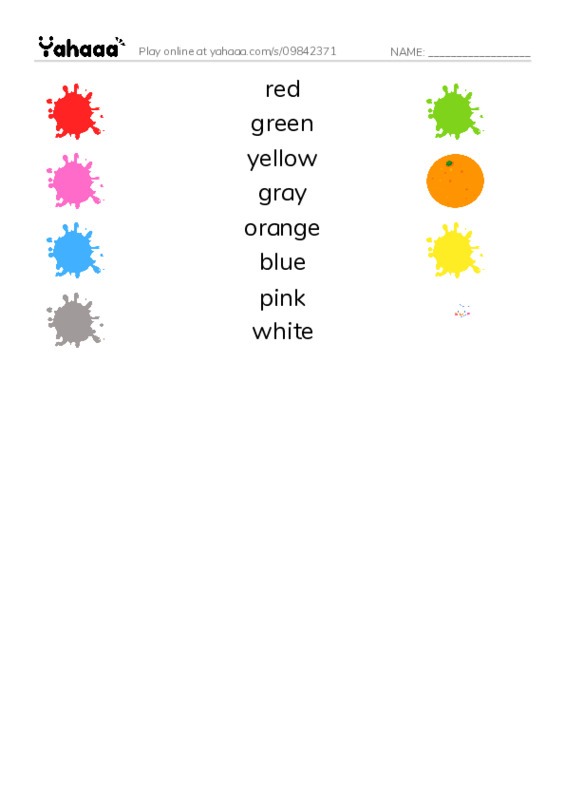 Match both sides worksheet for Colours
