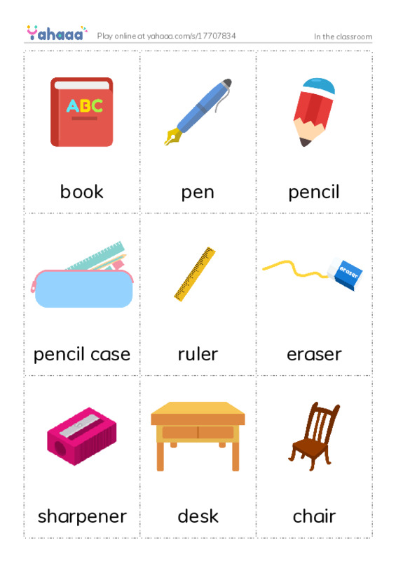 Picture flashcards worksheet for In the classroom