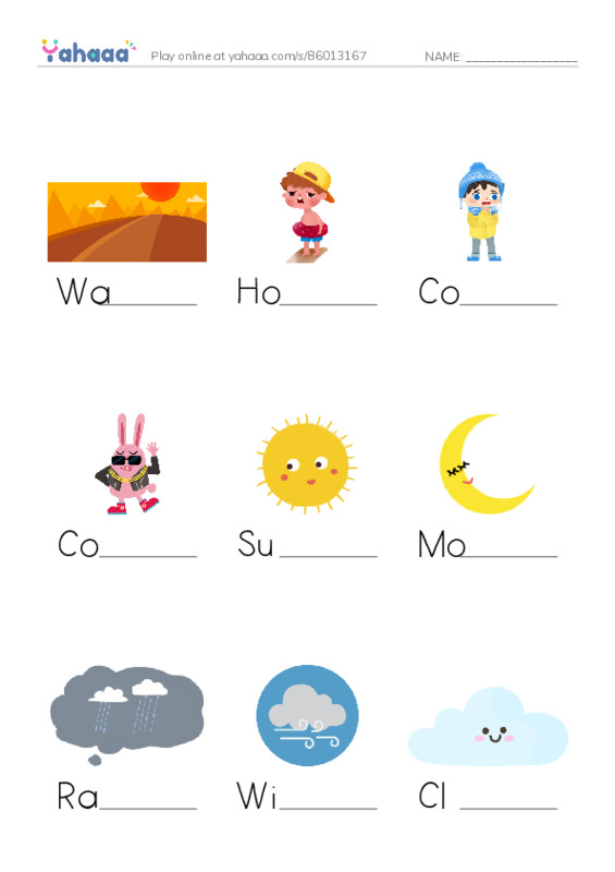Finish the word worksheet for BG. Weather