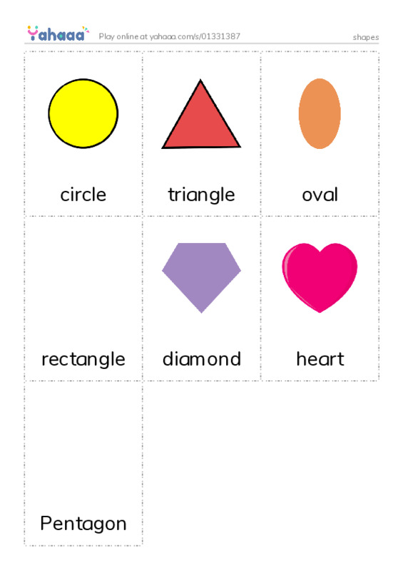 Picture flashcards worksheet for shapes