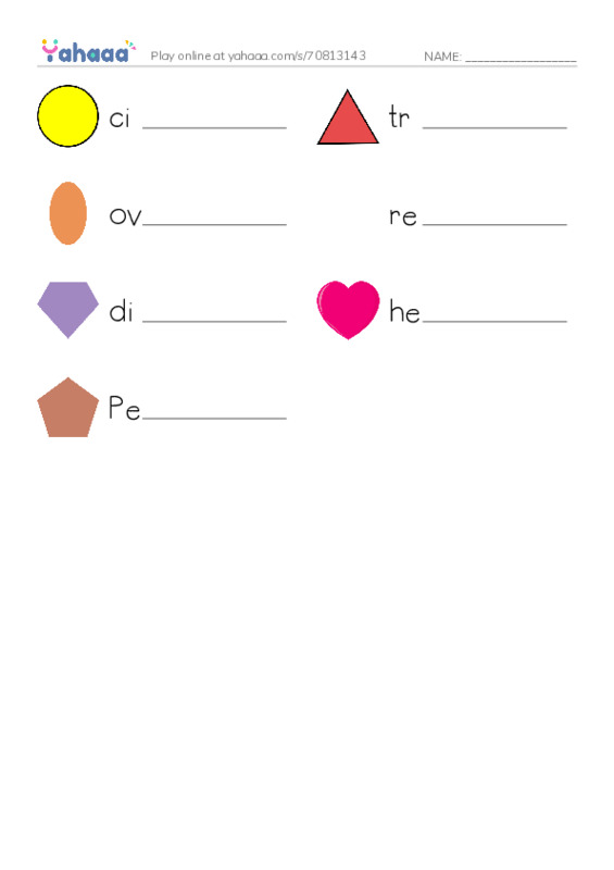 Write the word rows worksheet for shapes