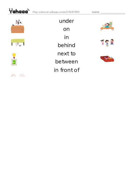 Match both sides worksheet for BG. Preposition