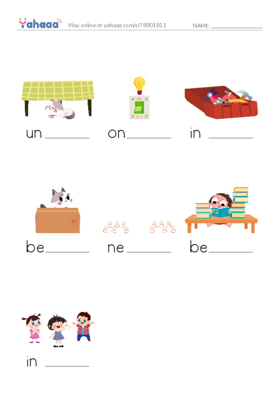 Finish the word worksheet for BG. Preposition