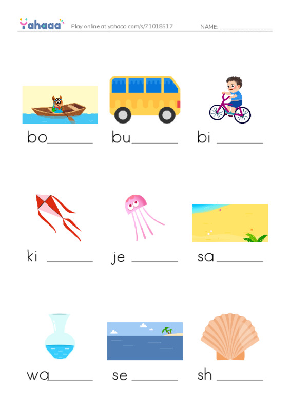 Finish the word worksheet for Unit 15. At the beach