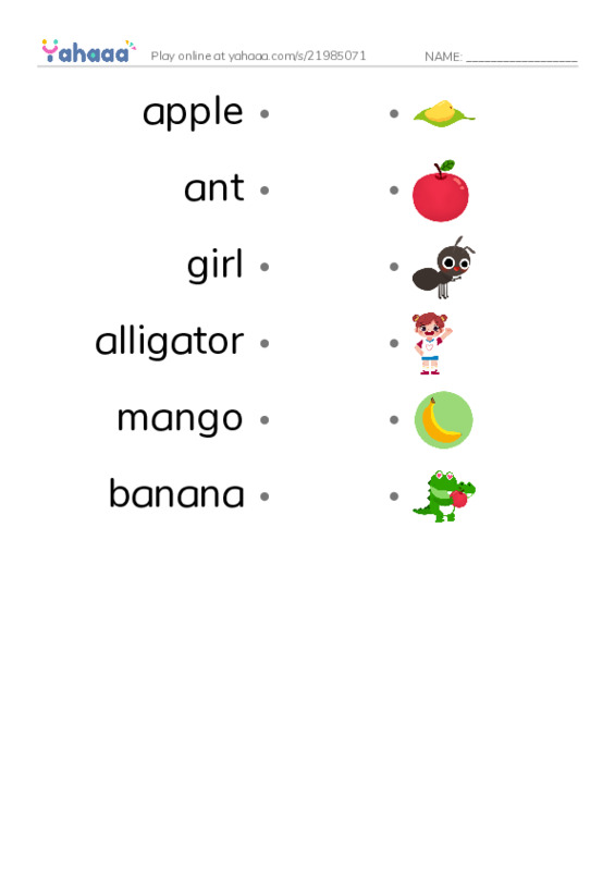 Draw a line to match worksheet for zoo game