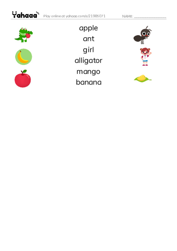 Match both sides worksheet for zoo game