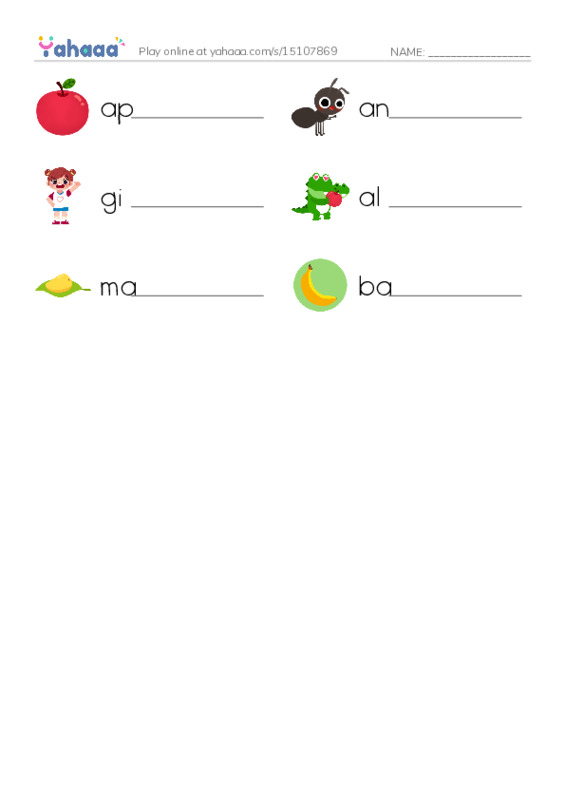Write the word rows worksheet for zoo game