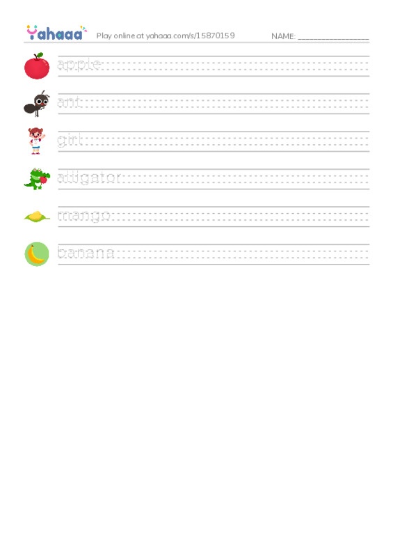 Handwriting lines worksheet for zoo game