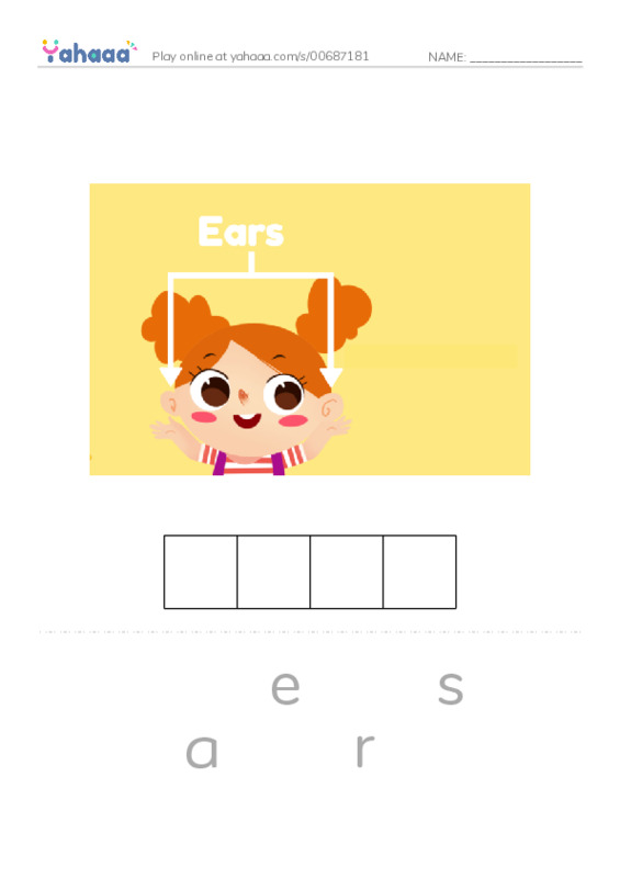Letter scramble puzzle worksheet for Kid's Box 1 Unit 6 My face