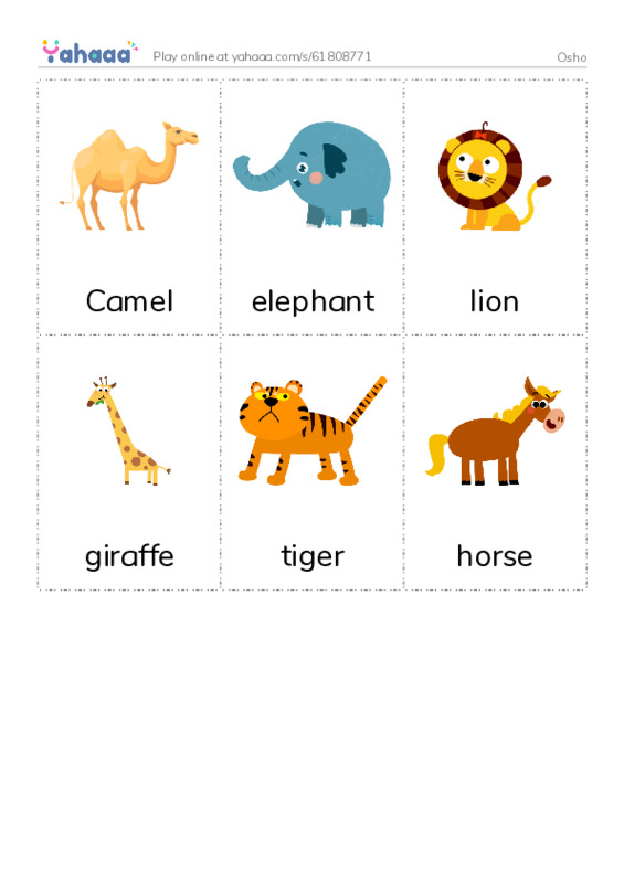 Picture flashcards worksheet for Osho