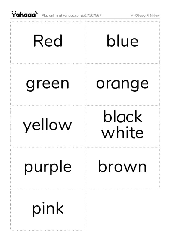 Word flashcards worksheet for Mr/Ghazy El Nahas