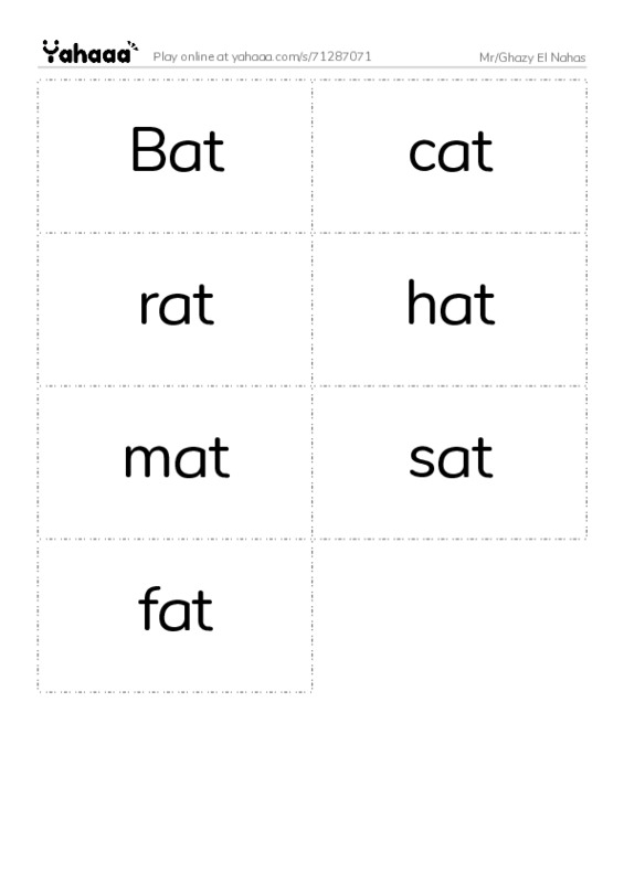 Word flashcards worksheet for Mr/Ghazy El Nahas