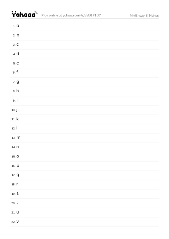 Word list with meanings worksheet for Mr/Ghazy El Nahas