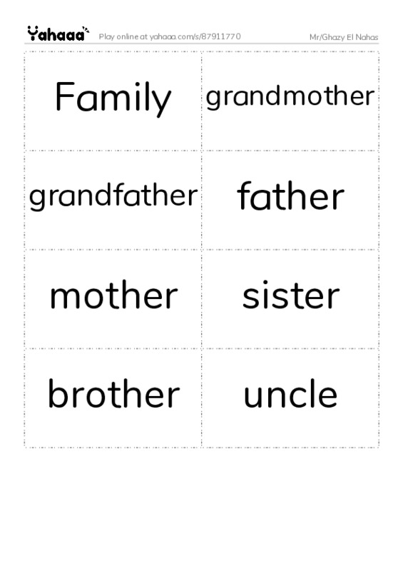 Word flashcards worksheet for Mr/Ghazy El Nahas