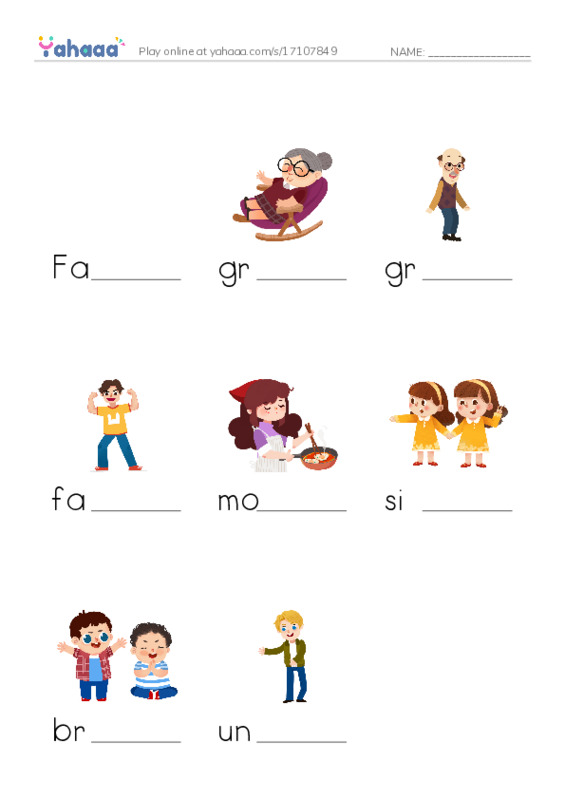 Finish the word worksheet for Mr/Ghazy El Nahas