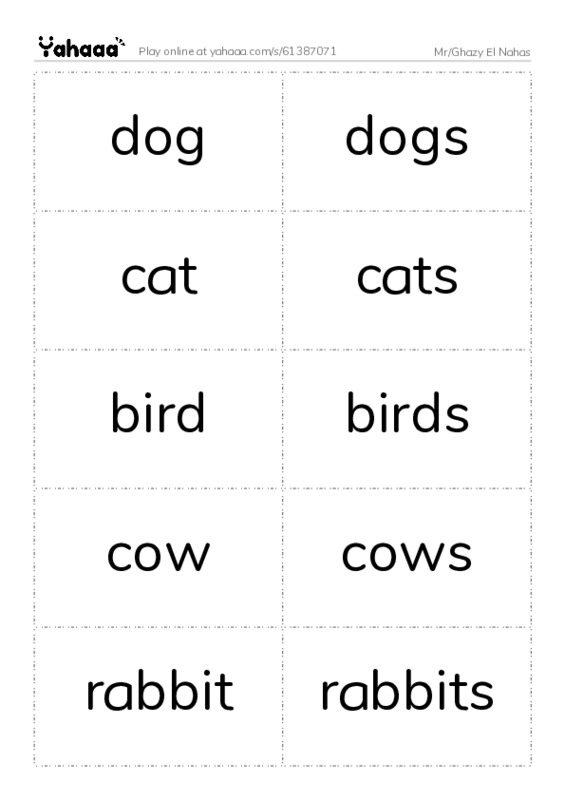 Word flashcards worksheet for Mr/Ghazy El Nahas