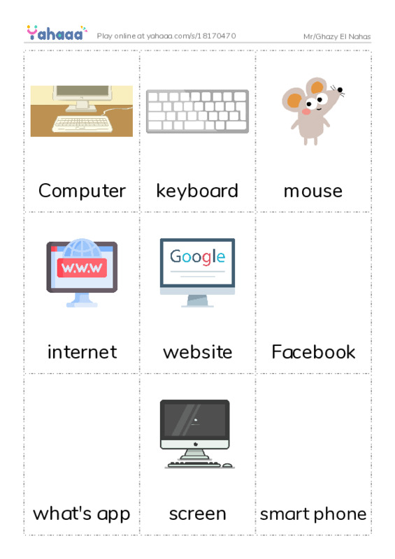 Picture flashcards worksheet for Mr/Ghazy El Nahas