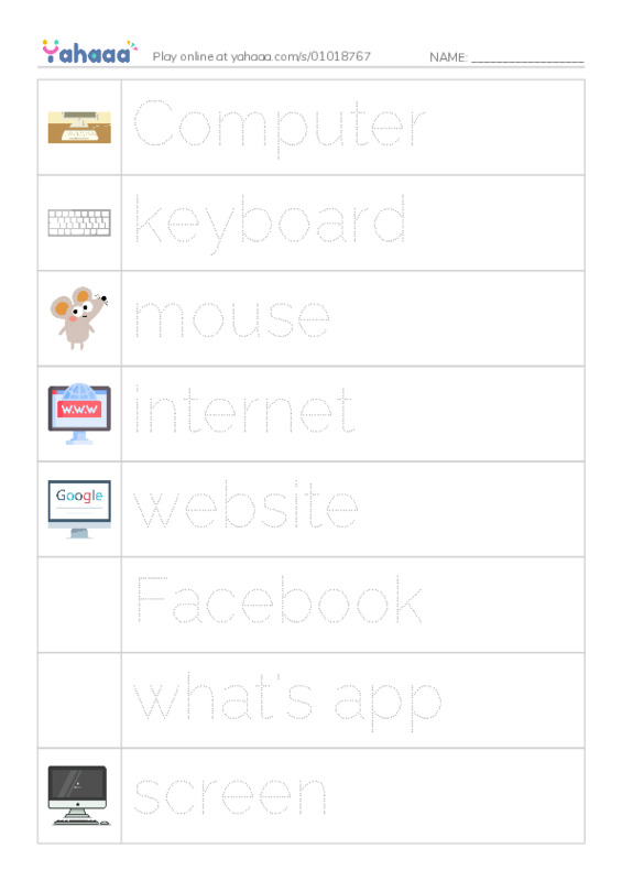 Picture and word rows worksheet for Mr/Ghazy El Nahas