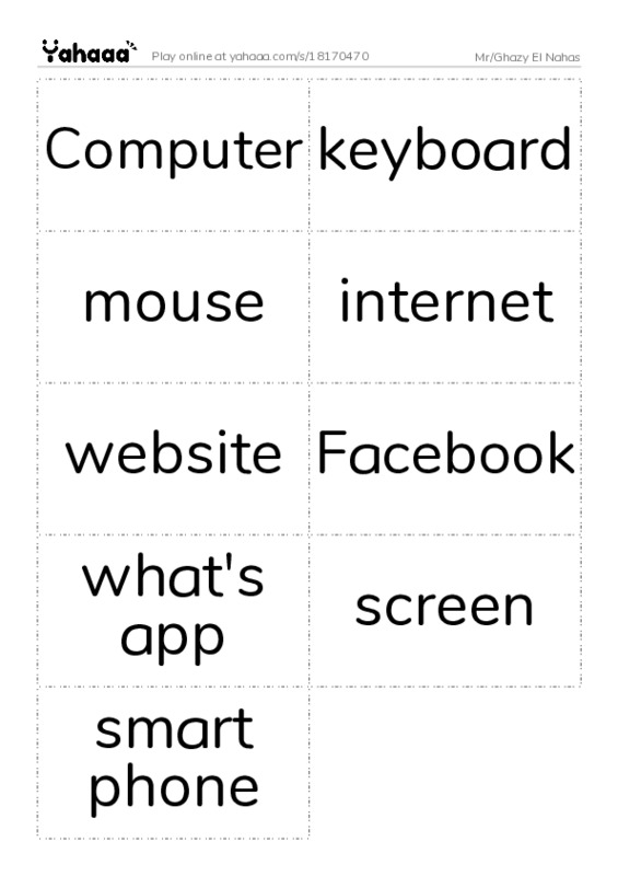Word flashcards worksheet for Mr/Ghazy El Nahas