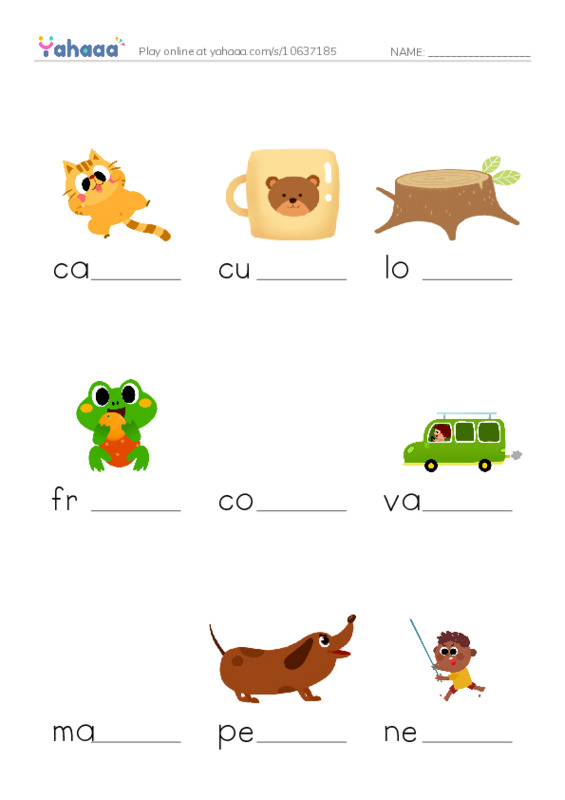 Finish the word worksheet for short vowel