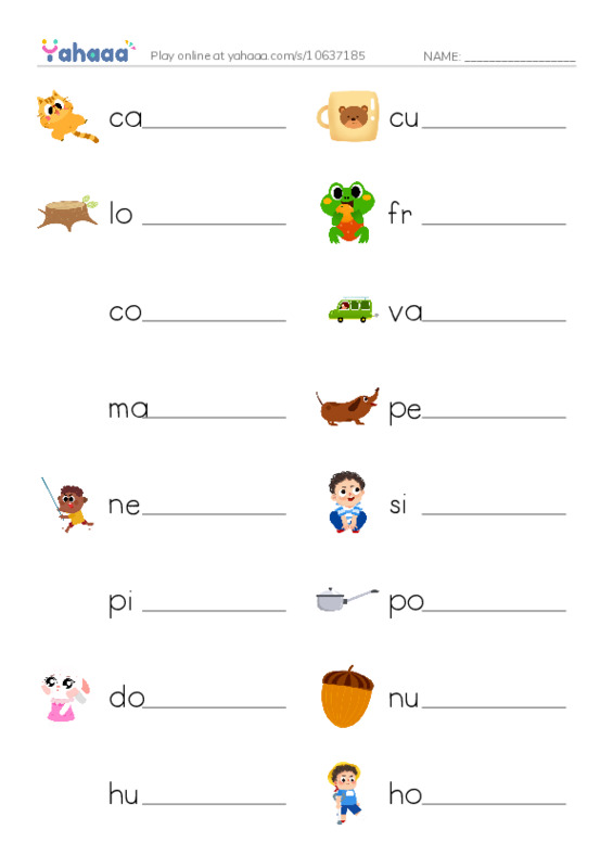 Write the word rows worksheet for short vowel
