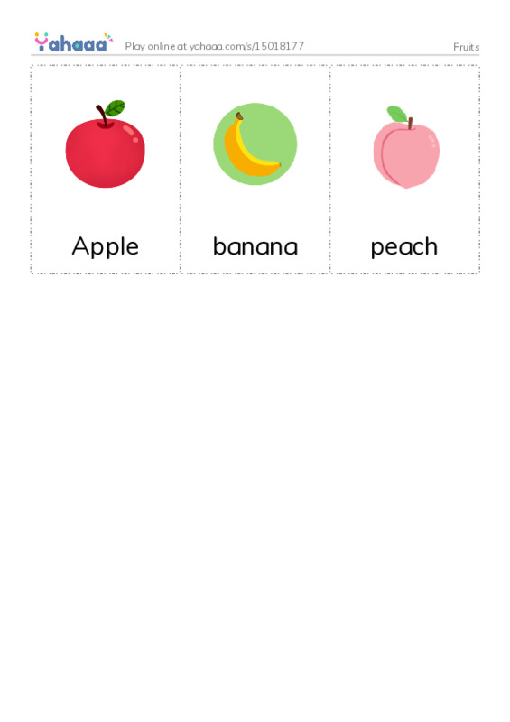 Picture flashcards worksheet for Fruits