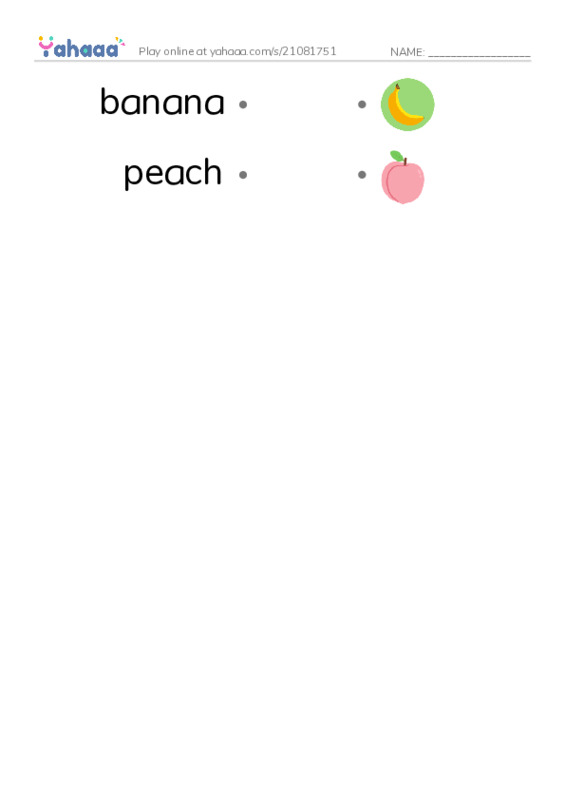Draw a line to match worksheet for Fruits