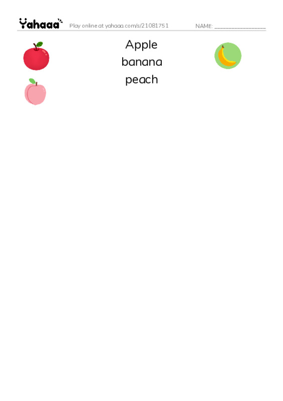 Match both sides worksheet for Fruits
