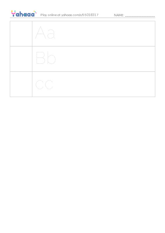 Picture and word rows worksheet for Letters
