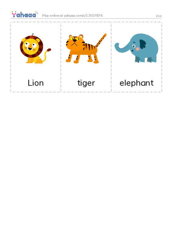 Picture flashcards worksheet for Zoo