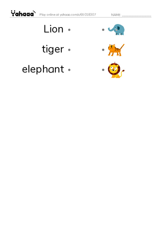 Draw a line to match worksheet for Zoo