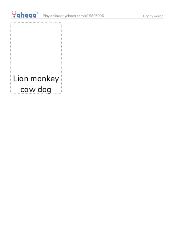 Picture flashcards worksheet for Happy vocab