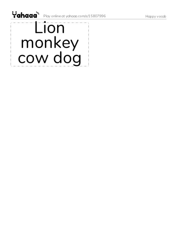 Word flashcards worksheet for Happy vocab