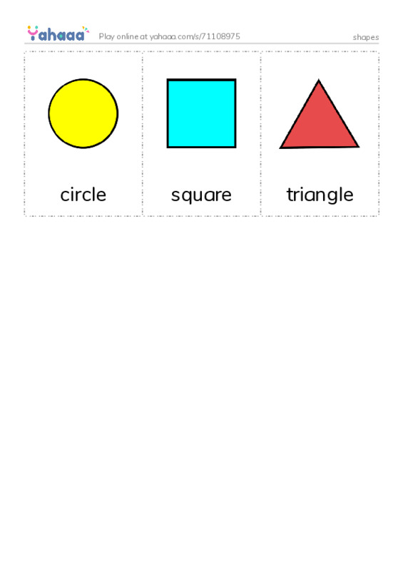 Picture flashcards worksheet for shapes